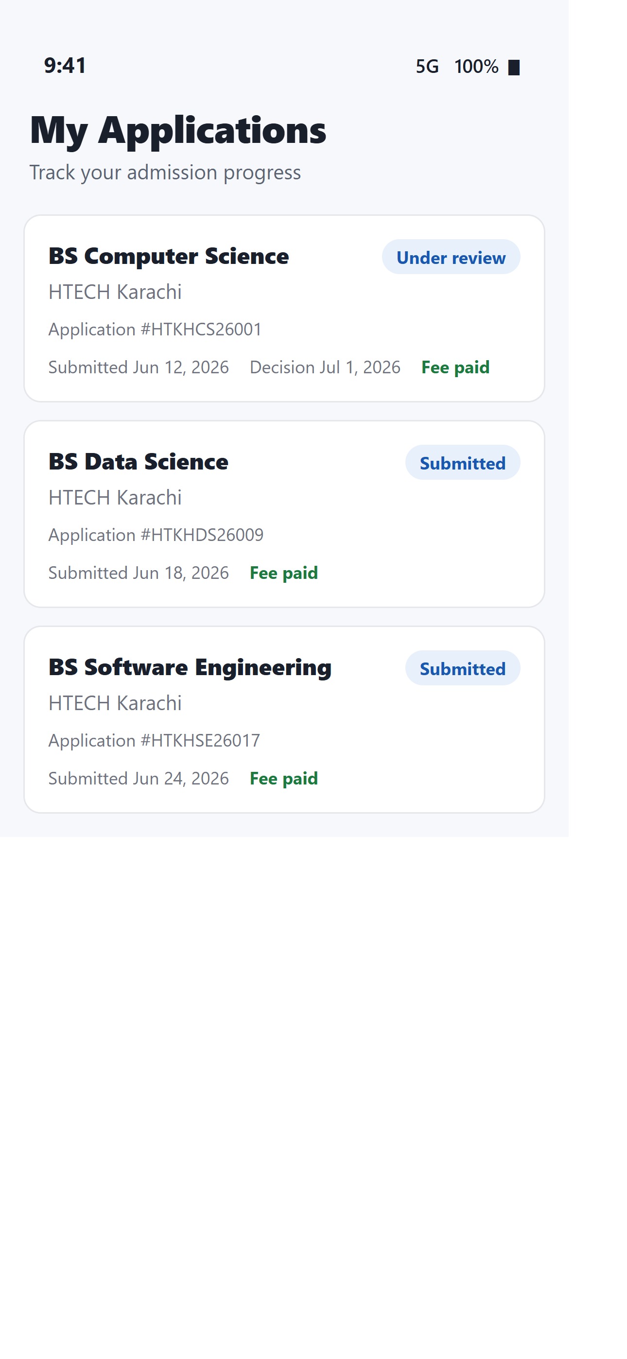 Track your application status on your phone