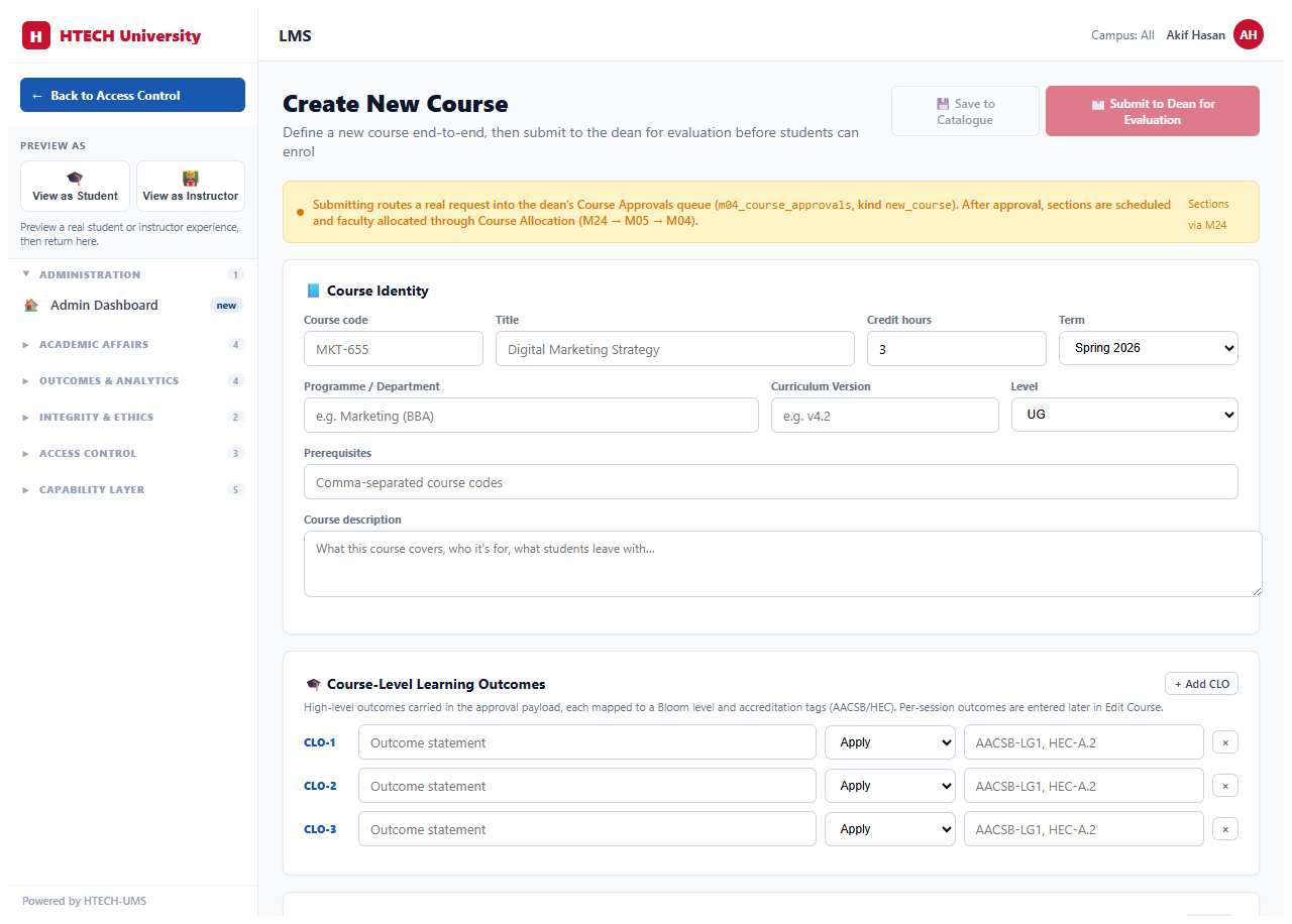 Learning Management System — create course
