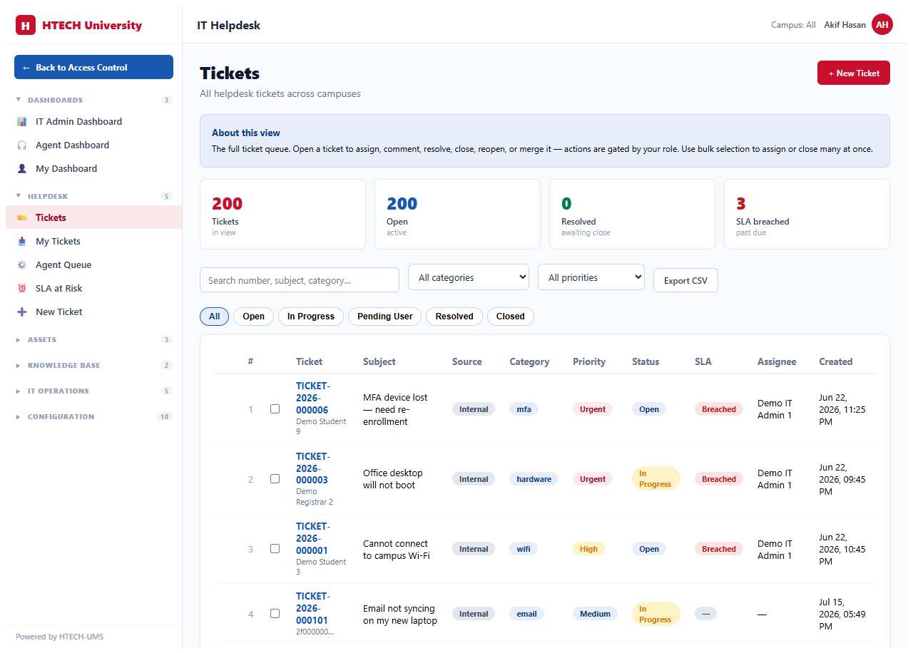 IT Helpdesk — tickets