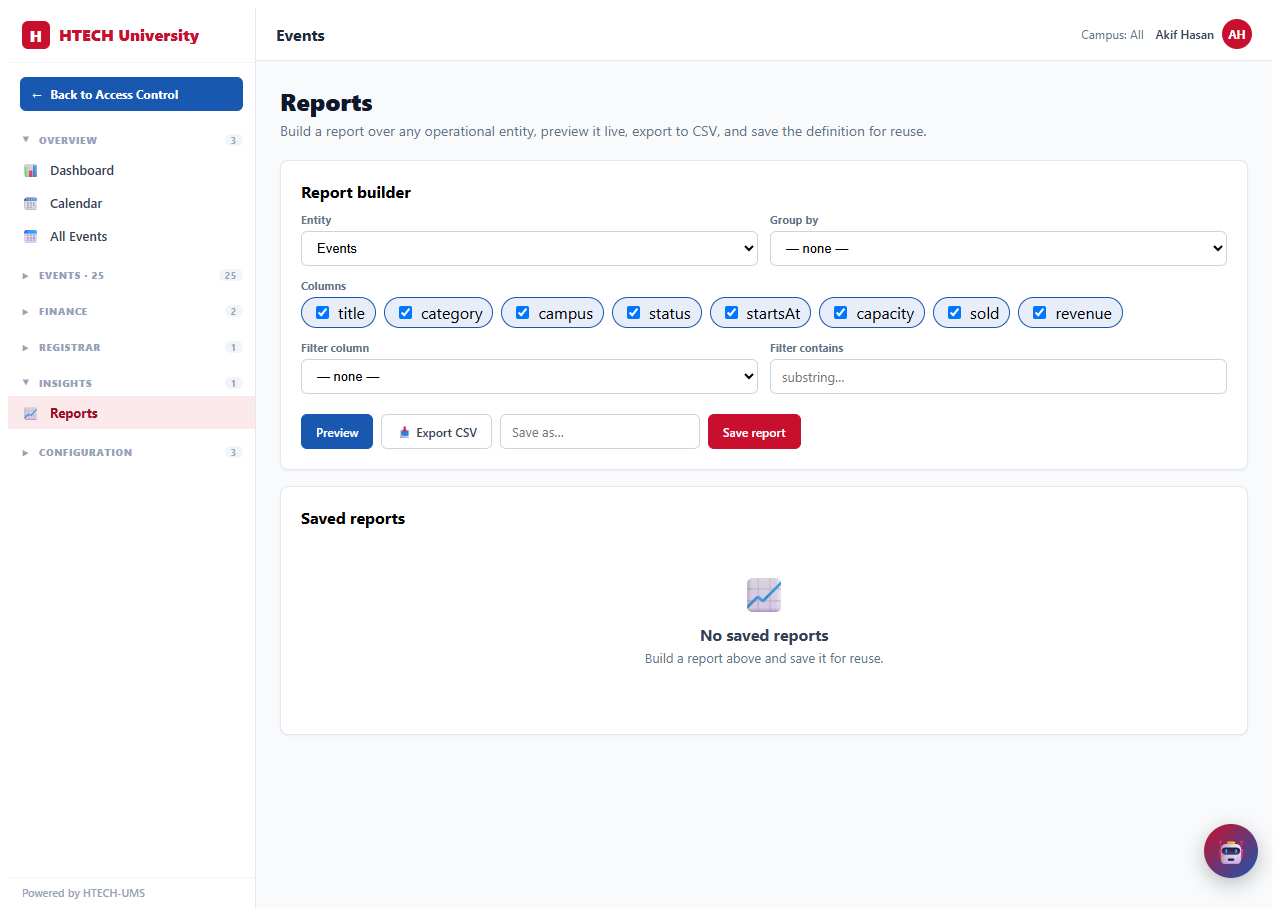 Events — reports