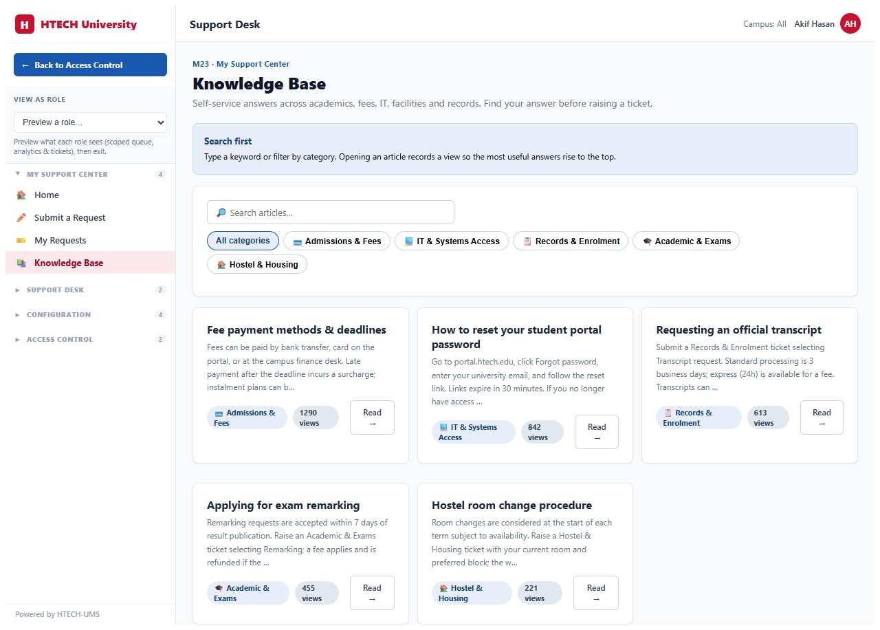 Support Desk — knowledge base